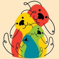 Regenbogen Hund Familie. Vektor Illustration im eben Karikatur Stil