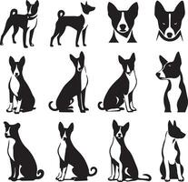 Silhouette solide Vektor Symbol einstellen von Hund, Rassen, Eckzahn, Hündchen, hetzen, Welpe, Köter, Haustier, Hündchen