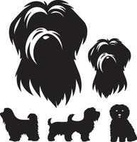 Silhouette solide Vektor Symbol einstellen von Hund, Rassen, Eckzahn, Hündchen, hetzen, Welpe, Köter, Haustier, Hündchen