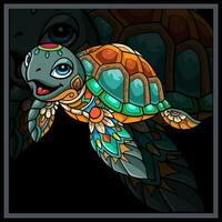 bunt süß Meer Schildkröte Mandala Künste. vektor