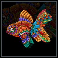 färgrik gyllene fisk mandala konst. vektor