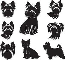 Silhouette solide Vektor Symbol einstellen von Hund, Rassen, Eckzahn, Hündchen, hetzen, Welpe, Köter, Haustier, Hündchen