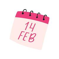 Hand gezeichnet Kalender zum 14 Februar, Karikatur eben Vektor Illustration isoliert auf Weiß Hintergrund. süß Valentinsgrüße Tag Kalender. Konzepte von Liebe, Urlaub Feier und romantisch Datum.