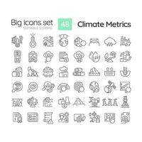 2d editierbar schwarz groß dünn Linie Symbole einstellen Darstellen Klima Metriken, isoliert einfach Vektor, linear Illustration. vektor