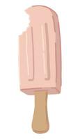 gebissen Eis Creme, Eis lolly Clip Art. Gekritzel von Sommer- Süss Essen isoliert auf Weiß. farbig Vektor Illustration im Karikatur Stil.