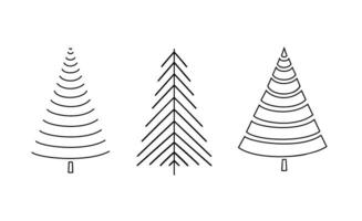 Weihnachten Baum einstellen einfach Hand gezeichnet Gliederung Gekritzel Vektor Illustration zum Winter glücklich Ferien Feier lineart Dekor, Gruß Karte, Einladung, Poster, fröhlich Weihnachten, glücklich Neu Jahr