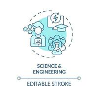 2d editierbar Blau Symbol Wissenschaft und Ingenieurwesen Konzept, monochromatisch isoliert Vektor, mooc dünn Linie Illustration. vektor