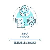 2d editierbar Blau Symbol npo moocs Konzept, monochromatisch isoliert Vektor, mooc dünn Linie Illustration. vektor