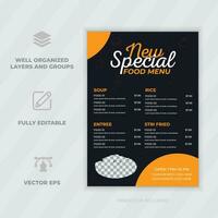 Essen Speisekarte und Restaurant Flyer Design Vorlage kostenlos Vektor schnell Essen Speisekarte Profi Vektor