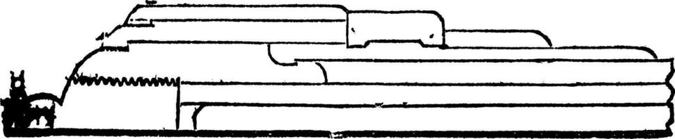 armstrong pistol sektion gammal årgång gravyr. vektor