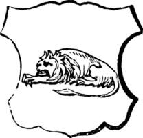 Löwe ruhend sind das Französisch Wort zum Schlafen, Jahrgang Gravur. vektor