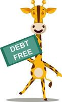 Giraffe mit Schulden frei, Illustration, Vektor auf weißem Hintergrund.