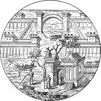 römisch Villa, Jahrgang Gravur. vektor