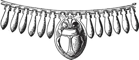 das Skarabäus im ägyptisch Halskette, Jahrgang Gravur. vektor