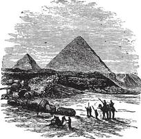das Pyramiden von Gizeh, Jahrgang Gravur. vektor