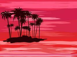 strand kokos silhuett bakgrund kväll sommar Semester vektor