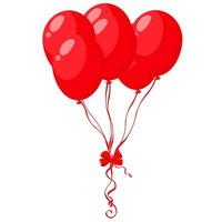 sechs rot Luftballons, rot Band und isoliert Hintergrund vektor