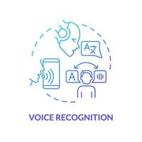 2d Stimme Anerkennung dünn Linie Gradient Symbol Konzept, isoliert Vektor, Blau Illustration Darstellen Stimme Assistent. vektor