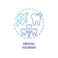 2d lutning dental turism ikon, enkel isolerat vektor, medicinsk turism tunn linje illustration. vektor