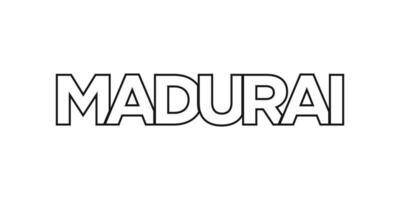 madurai i de Indien emblem. de design funktioner en geometrisk stil, vektor illustration med djärv typografi i en modern font. de grafisk slogan text.