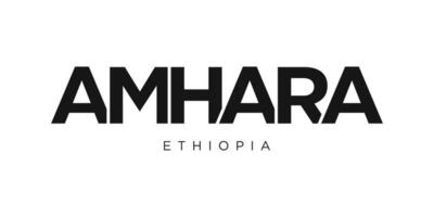 amhara im das Äthiopien Emblem. das Design Eigenschaften ein geometrisch Stil, Vektor Illustration mit Fett gedruckt Typografie im ein modern Schriftart. das Grafik Slogan Beschriftung.