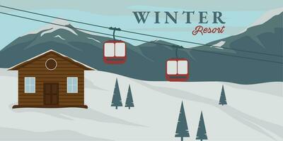 Winter Resort minimalistisch drucken Poster Sammlung Design zum Werbung, Banner, Flugblätter vektor