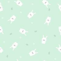 nahtlos Muster mit Kaninchen, Gänseblümchen Blume und Blatt auf Pastell- Hintergrund Vektor Illustration.