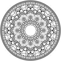kreisförmiges Muster in Form von Mandala mit Blume für Henna, Mehndi, Tätowierung, Dekoration. vektor