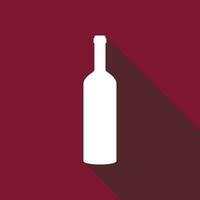 Wein Flasche Symbol mit lange Schatten. Vektor Illustration