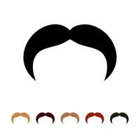 Schnurrbärte Symbol Silhouette isoliert auf Weiß Hintergrund. Männer anders Farben Schnurrbart Haar. Vektor Illustration