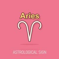 vektor tecknad serie aries zodiaken ikon i komisk stil. astrologi tecken illustration piktogram. aries horoskop företag stänk effekt begrepp.