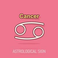 vektor tecknad serie cancer zodiaken ikon i komisk stil. astrologi tecken illustration piktogram. cancer horoskop företag stänk effekt begrepp.