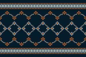 etnisk geometrisk tyg mönster korsa stitch.ikat broderi etnisk orientalisk pixel mönster blå bakgrund. abstrakt, vektor, illustration. textur, kläder, ram, dekoration, motiv, siden tapet. vektor