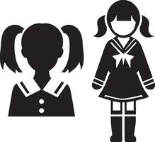 Mädchen Uniform Symbol Vektor Silhouette 2