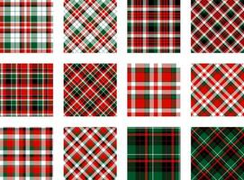 Weihnachten Muster nahtlos von Grün, rot und Weiß Vektor Plaid. einstellen Urlaub Hintergrund zum Gruß Karte, Verpackung Papier drucken oder Winter Dekor Hintergrund.