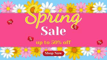 Frühling Verkauf Banner Hintergrund Design mit Blumen. Vektor Illustration