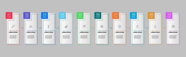 Vektor Infografik Design Geschäft Vorlage mit Symbole und 10 Optionen oder Schritte.