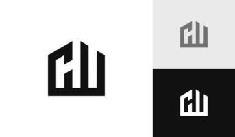 brev cw med hus form logotyp design vektor