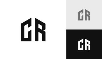 brev cr med hus form logotyp design vektor