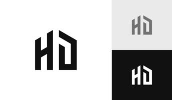 Brief hj Initiale mit Haus gestalten Logo Design vektor