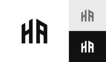 Brief Ha Initiale mit Haus gestalten Logo Design vektor