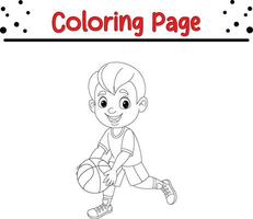 Junge spielen Basketball Färbung Buch Seite vektor
