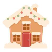 Weihnachten Lebkuchen Haus eben mit Sträusel und Girlande vektor