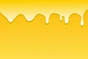 Öl oder geschmolzen Honig auf Gelb Bienenwabe Hintergrund. tropft Honig. Vektor Illustration.