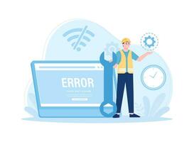 Internet Netzwerk Warnung Error Seite Error oder Internet nicht gefunden auf Netzwerk Problem Konzept eben Illustration vektor