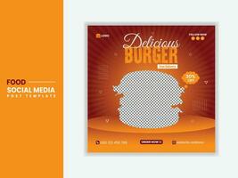 lecker und heiß würzig Burger Sozial Medien Post Design Profi Vektor