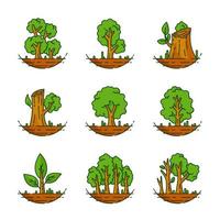 Baumillustration, Pflanze, Wald, Natur, botanische Illustration, Baumsammlung vektor