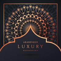 Luxus-Mandala-Hintergrund mit goldener Arabeskenmuster-Goldfarbe. Ornament elegante Einladung Hochzeitskarte, einladen, Arabeskenmuster, islamisch, Hintergrund Cover Banner Illustration Vektordesign vektor