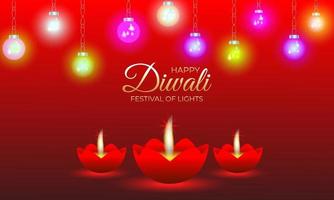 vacker glad diwali festival firande bakgrundsdesign vektor