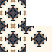 ethnisch geometrisch Platz Fliese Muster. ethnisch geometrisch Platz gestalten nahtlos Muster Pixel Kunst Stil. ethnisch geometrisch Muster verwenden zum Textil, Zuhause Dekoration Elemente, Polster, Verpackung. vektor